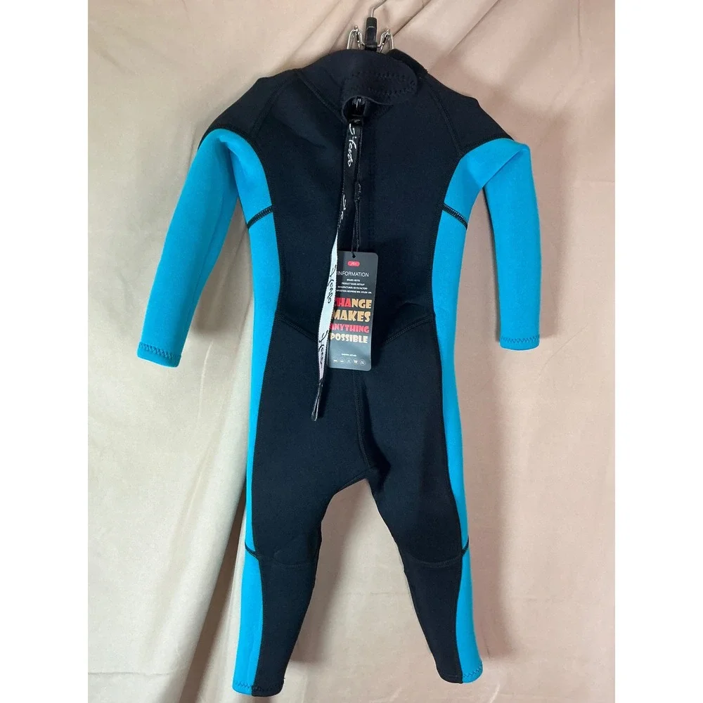 Hevto Wetsuit Kids Size 3 Blue New 3/2mm Neoprene Full Body Thermal Water Sports
